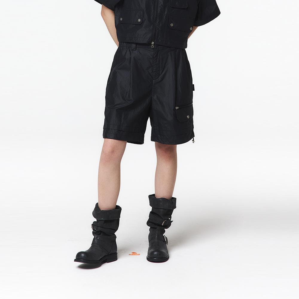 OFFROAD Women'S Stand Collar Short Sleeve Set Shorts (Black)_5L41712