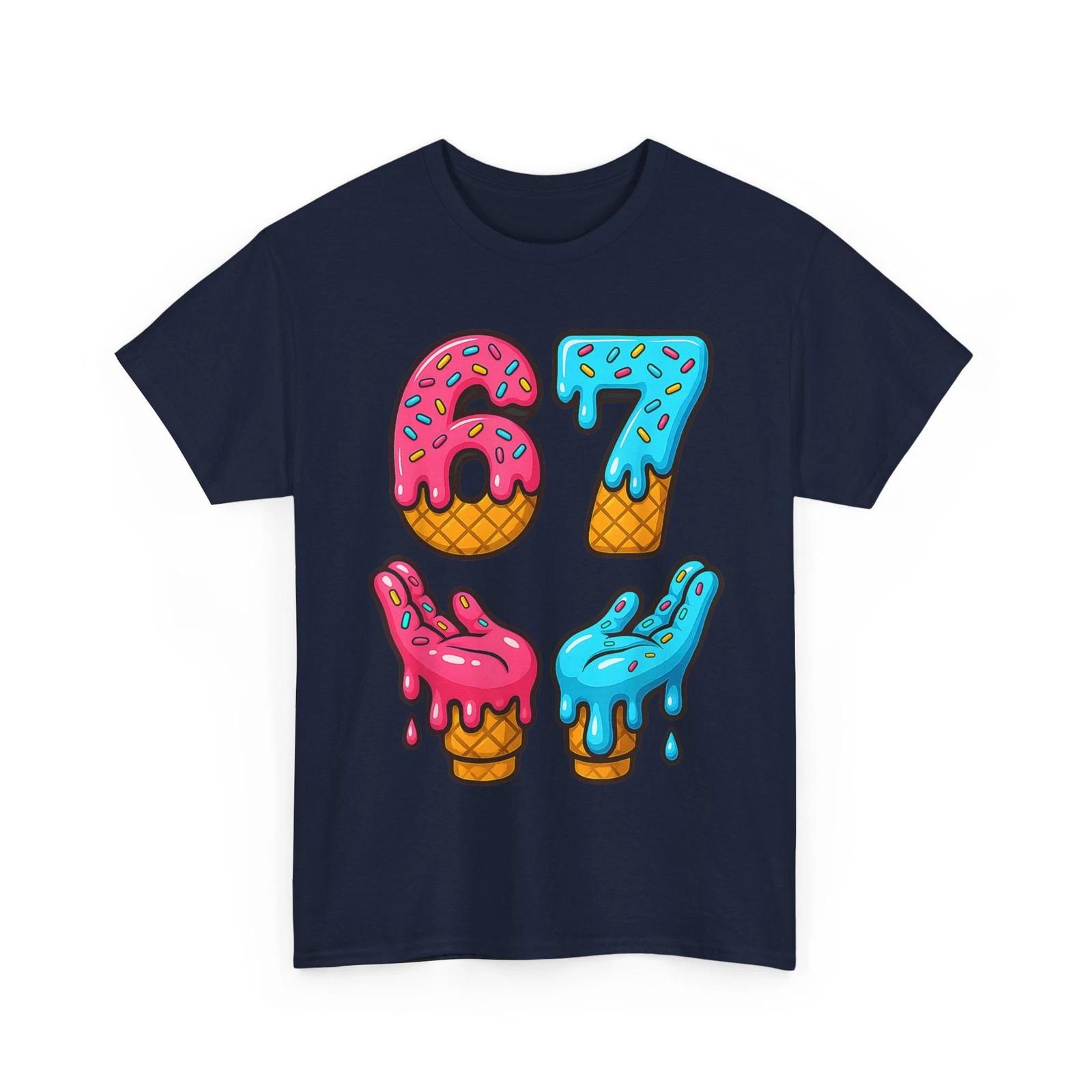 Six Seven Ice Cream Drip Meme 67 Funny Gen Alpha Slang 6 7 3 T-Shirt XXXXL