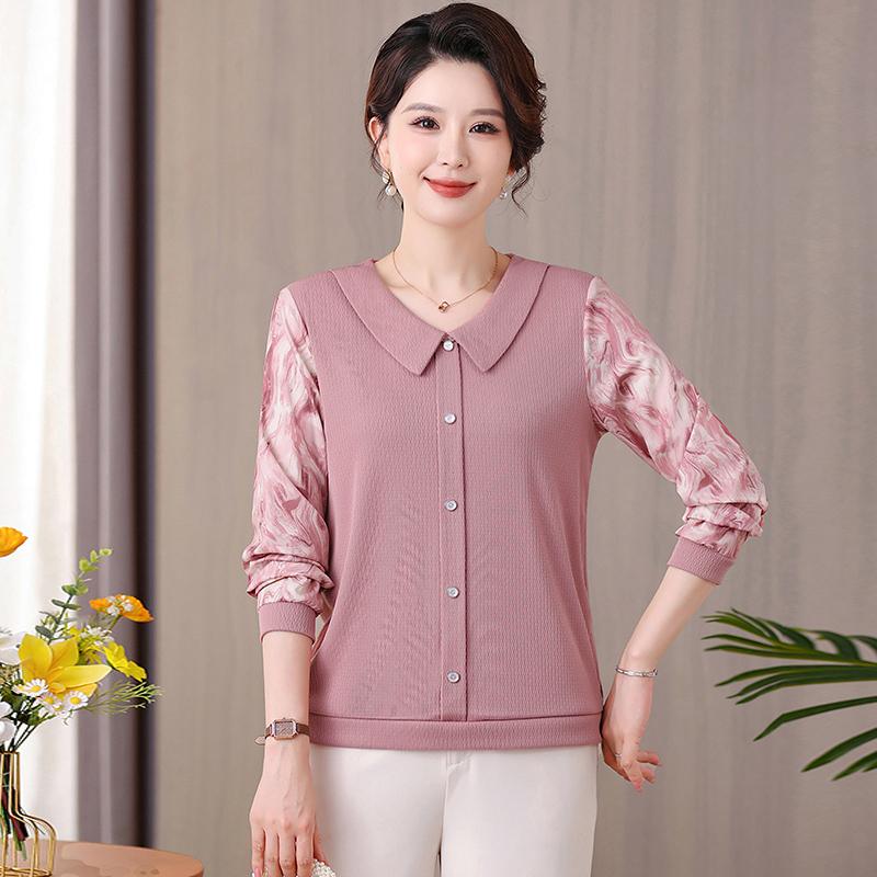 

Women Spring Chiffon Blouses Shirts Lady Casual Turn-down Collar Patchwork Chiffon Blusas Tops 5XL рожевий