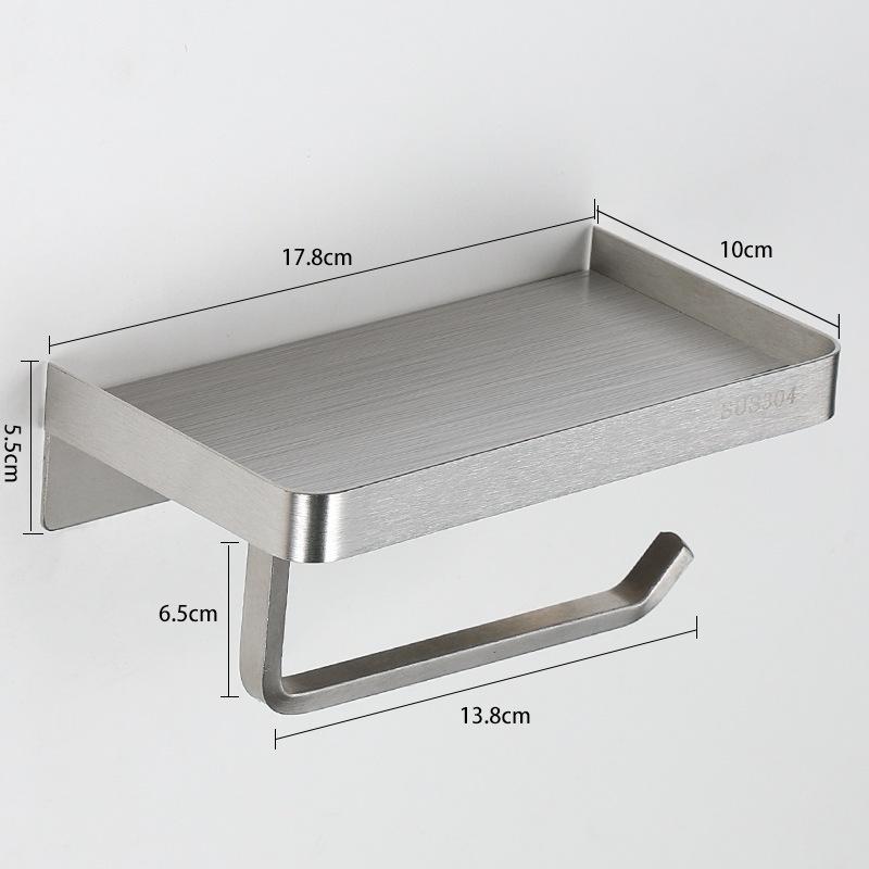 Stainless Steel Toilet Paper Holder with Phone Shelf, Punch-Free Installation for Home and Public Restrooms