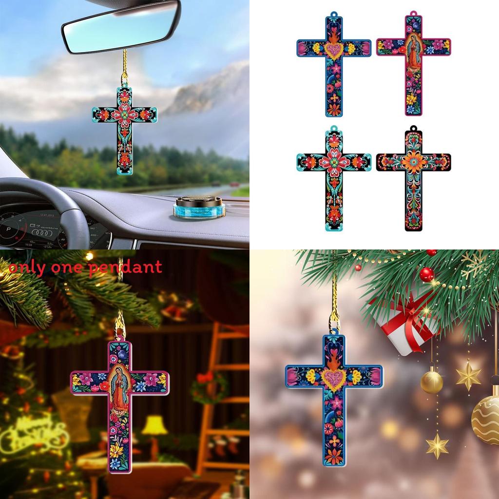 Easter Acrylic Cross Car Charm With Clear Material For Automotive Interior Decor