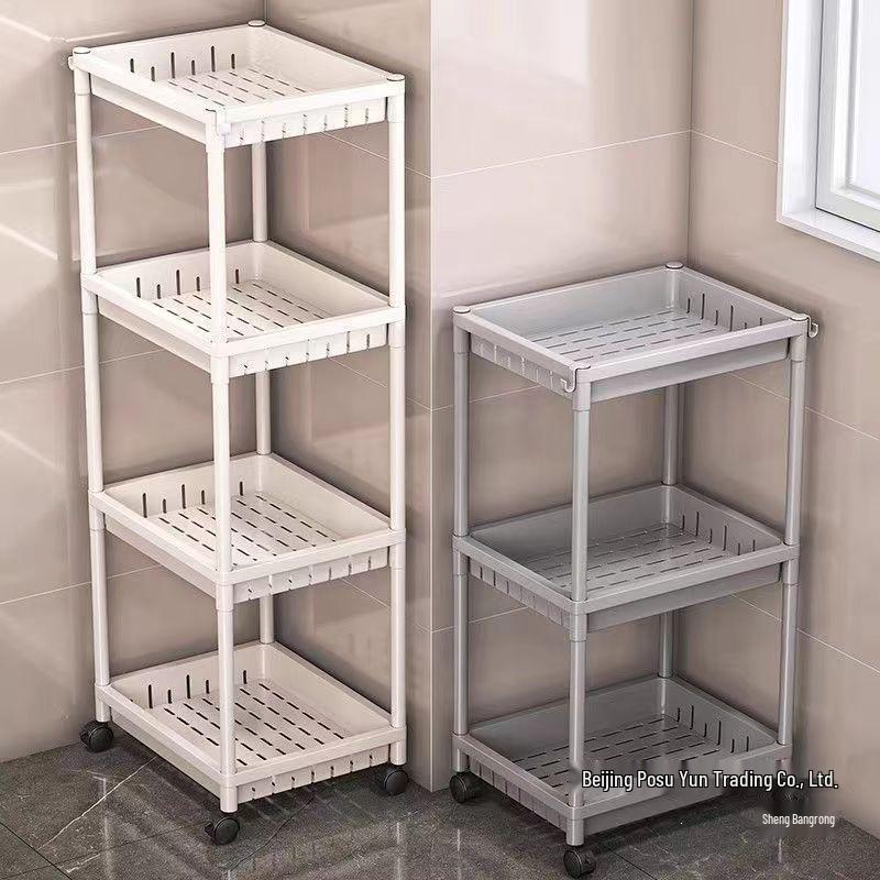 Punch-Free Floor Standing Bathroom Corner Storage Rack