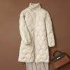 Womens Lightweight Down Coat Long Sleeve V-Neck Loose Fit Winter Outerwear No Hood
