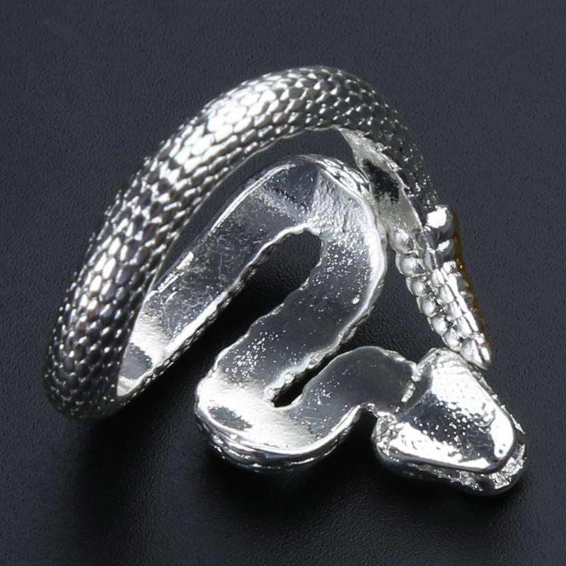 Snake Ring with Tail Copper Rattlesnake Shaped Finger Ring Jewelry Handmade Adjustable Serpent Ring Gift for Men Women