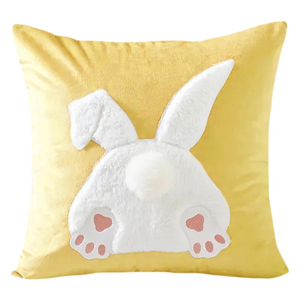 Easter Rabbits Throw Pillow Cover 45x45cm Rabbit Pattern Decorative Throw Pillowcase Plush Rabbit Pillowcase for Home Decor
