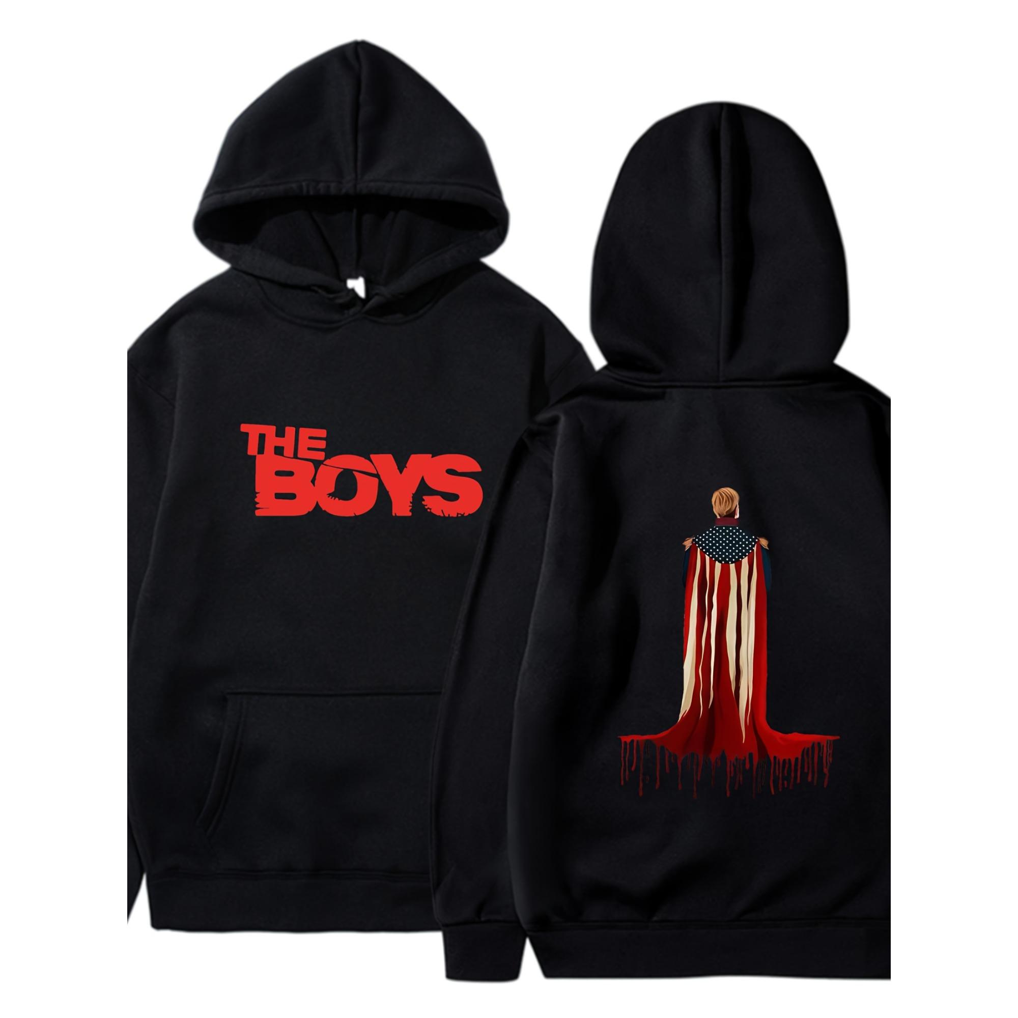 Винтажный Осень Зима The Boys Флисовый Худи Уличный Свитшот с Капюшоном Мужской Принт Флисовый Свитшот Шнурок Оверсайз Одежда Топ 3XL