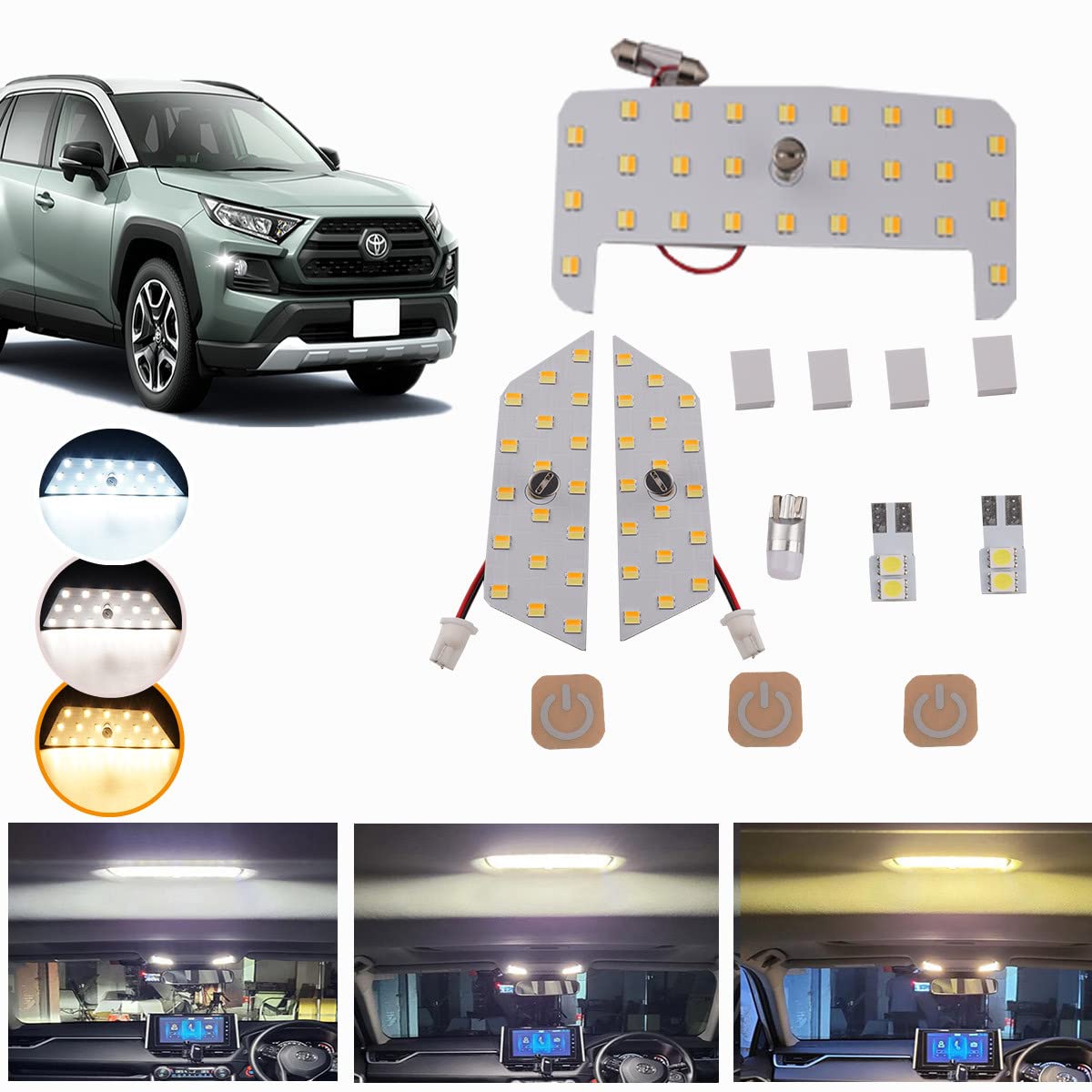 

Набір світлодіодних ламп для салону Toyota RAV4 50 Серії Спеціально розроблена Нова модель з 3 кольорами та 15 рівнями функції регулювання світла RAV4 50 Серії MXAA5 білий