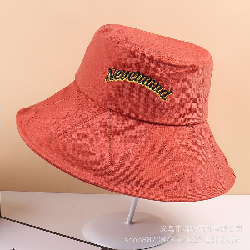 Letter Embroidered Fisherman Hat Women Outdoor Eaves Sunshade Sun Hat Leisure Beach Vacation Sun Hat