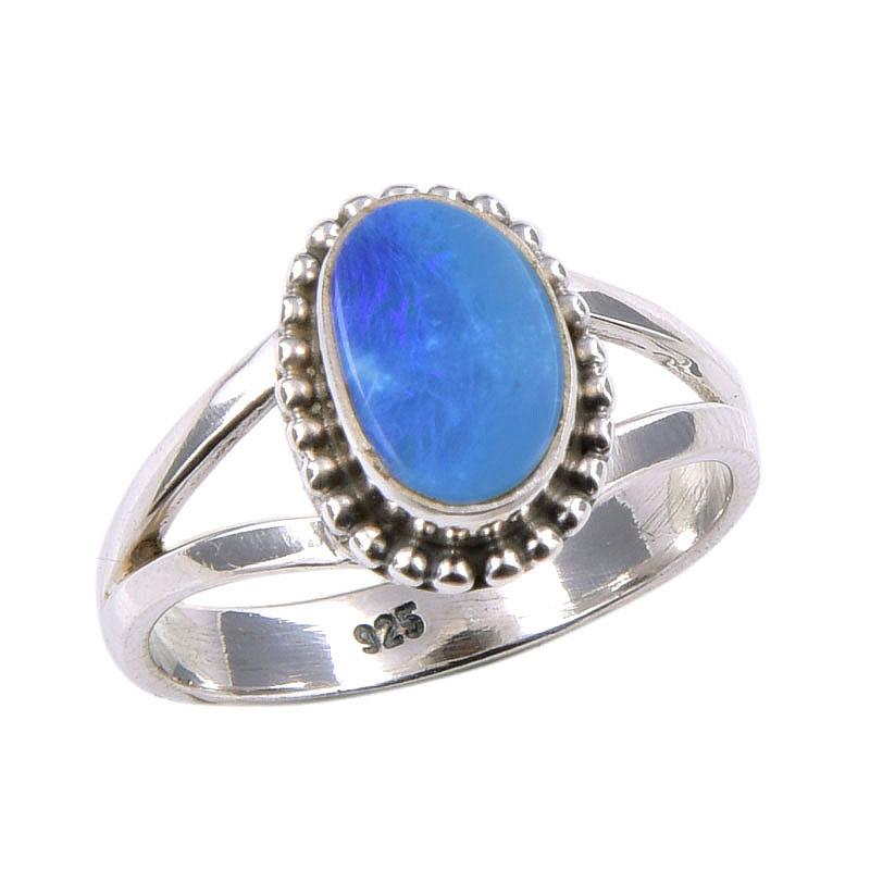 Natural Australian Opal Gemstone 925 Solid Sterling Silver Ring Size 5.5 V2a32