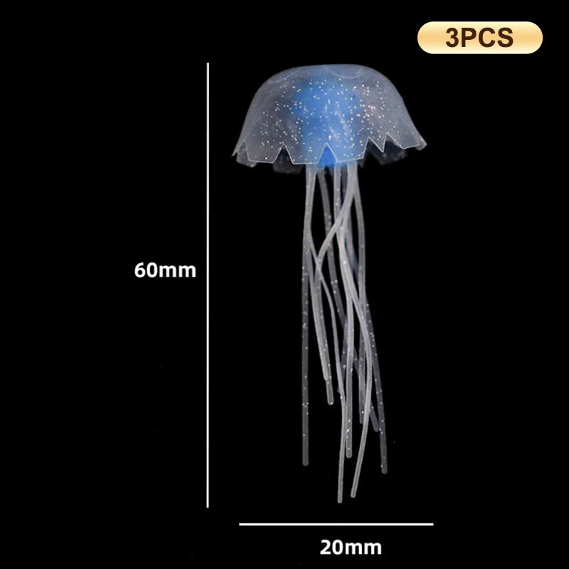 3Pcs Artificial Glowing Fluorescent Jellyfish Aquarium Decoration Fish Tank Underwater Plant Marine Aquatic Landscape Ornament