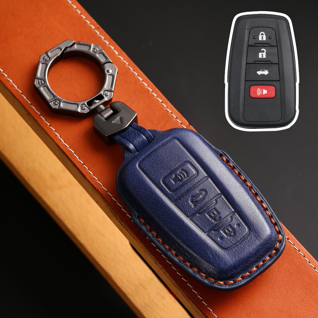 Leather Car Key Fob Case Cover Accessories For Toyota Sienna Rav4 Venza Mirai Hybrid Vehicles Alphard Previa Voxy