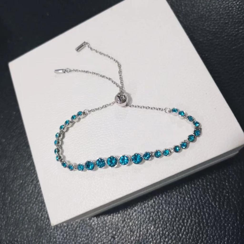 New Product S 925 Pure Silver Sea Blue Round Diamond Emily Women's Bracelet Fashion Luxury Jewelry