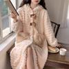 Women Coral Fleece Bathrobe Hooded Flannel Robe Set Thick Warm Loungewear Fall Winter