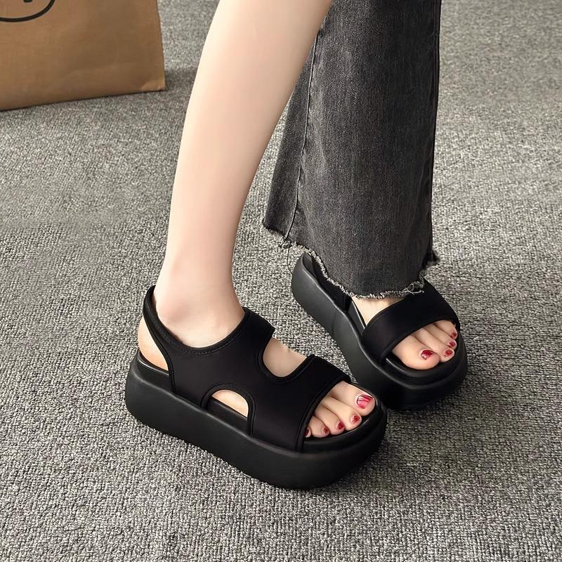 New Style Shoes Velcro Thick-soled One-shoulder Shoes Women's Sandals Beach Sports Flip-flops