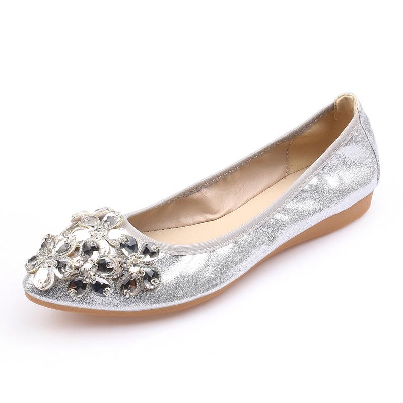 Pointed Toe Rhinestone Mary Jane Flats - Women's Autumn Soft Sole, Sizes 41-43