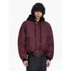 Blaexit Burgundy American-Style Bomber Flight Jacket Winter Faux Two-Piece Padded Coat Men's Fleece-Lined Thickened