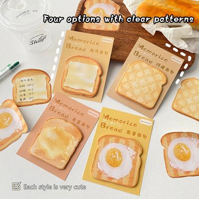 30Sheets Creative  Toast Shape Convenience Sticker Message Paper Adhesive Self Sticky Sticky Notepad School Supplies