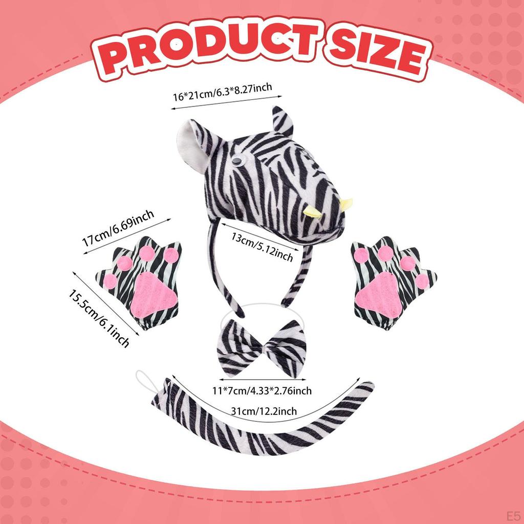 Uszy Zebry Muszka i Ogon Akcesoria Kostiumowe Zwierzęce Rekwizyty Filmowe