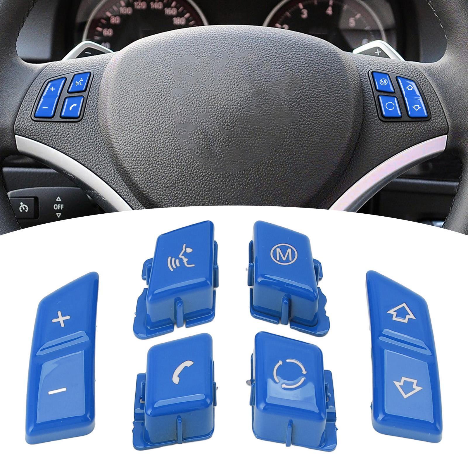 

6PCS Steering Wheel Control Button Sporty Decorative Interior Steering Wheel Buttons Set Replacement for 1 3 Series E90 E92 E93 M3 E81 E82 E88 Blue