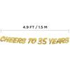 Cheers to 35 Years Gold Glitter Banner - 35th Birthday and Anniversary Party Decorations