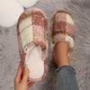 Retro Checkered Cotton Shoes, New Indoor Soft-soled Warm Slippers for Women