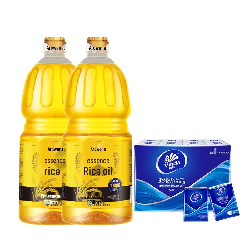 Vinda Ultra-Tough 24-Pack Handkerchief Tissues with Golden Arowana Refined Rice Bran Oil (2x1.5L)