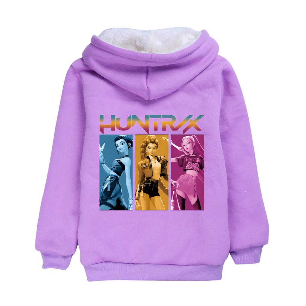 4834 Huntrix Kpop Zoey Mira Rumi Print Kinder Mädchen Reißverschluss Langarm Samt Warm Winterjacke