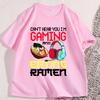 Gaming Ramen TShirt Men Women Casual Japanese Style Anime Gamer Eating Noodles Tshirt Funny Nerd Kawaii Ramen Gamer Tee Shirt