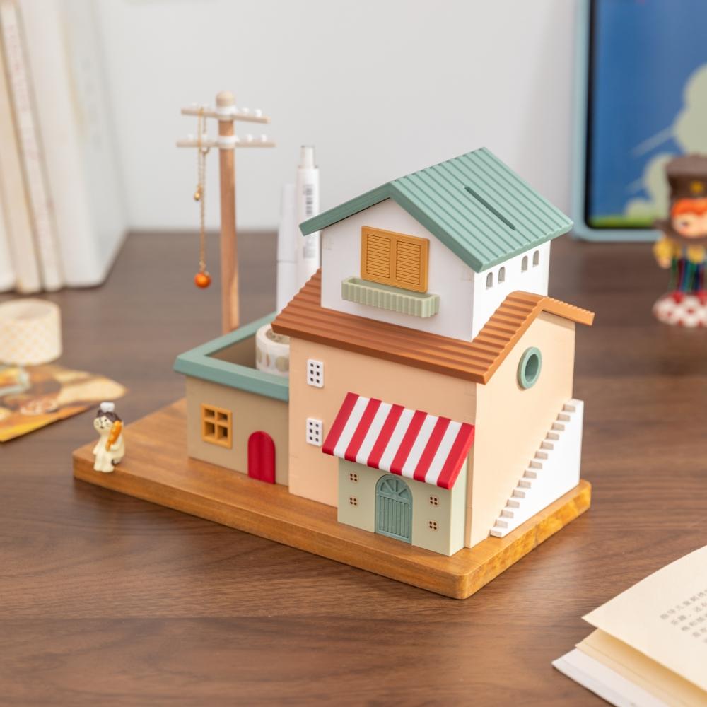 Multifunctional Coin Bank Storage Box Pen Holder Makeup Brush Jewelry Organizer for Home Decor Space Saving Kids Birthday Gift