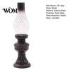 Old-fashioned Candle Lamp Miniature Kerosene Resin Holder, Retro Oil Figurine with Smoked Model Glass Shade & Carved Base, Tabletop Decor for