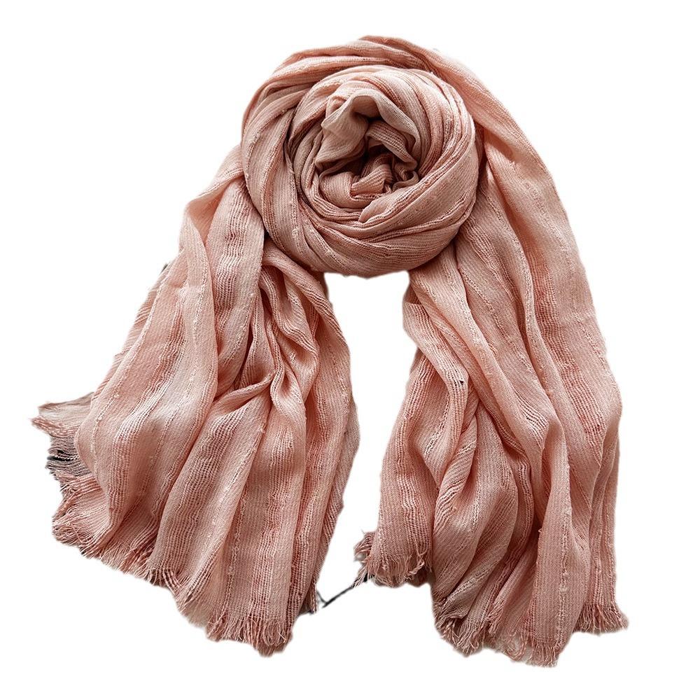 Autumn and winter new solid color blended polyester and cotton scarf women's retro dirty dyed striped shawl versatile scarf men