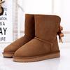 100% Natural Fur Shoes Women Classic Waterproof Genuine Cowhide Leather Snow Boots Women Boots Warm Winter Boots For Women Shoes