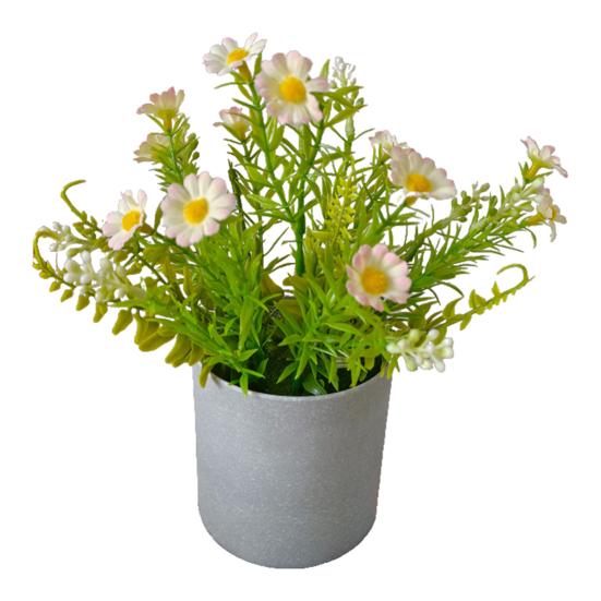 Potted Artificial Flower Spring Fake Wildflowers in Vase Small Realistic Faux Flower Decor