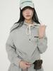 Lucky Chouette Embroidery Point Cropped Hoodie T-Shirt (Melange Gray) Lftas25280Gym