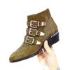 Fashion Brand Catwalk Rivet Cow Leather Short Boots Autumn Winter Retro Large35-45 Ankle Boots4cm Thick Heel Rock Night Club Women Shoes