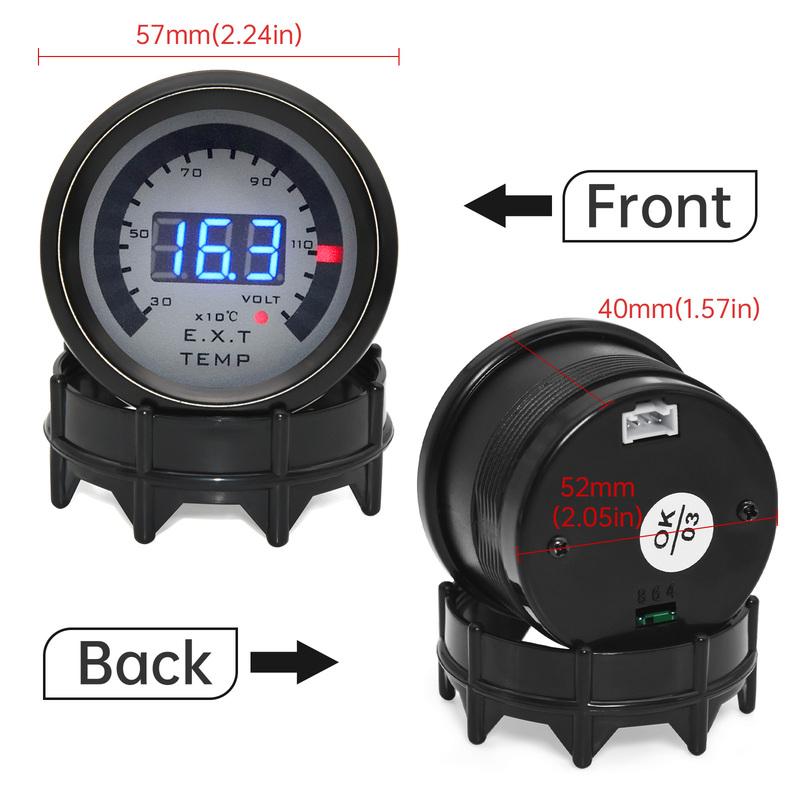 52MM Digital LED EXT Exhaust Gas Temp Gauge + Voltmeter Voltage Air Fuel Auto Car Styling EGT Temperature Gauge Car Meter
