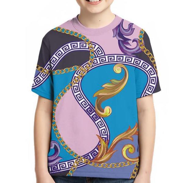 

Летний топ с круглым вырезом, 3D-принтом в винтажном стиле, модная повседневная детская футболка с коротким рукавом для мальчика 170