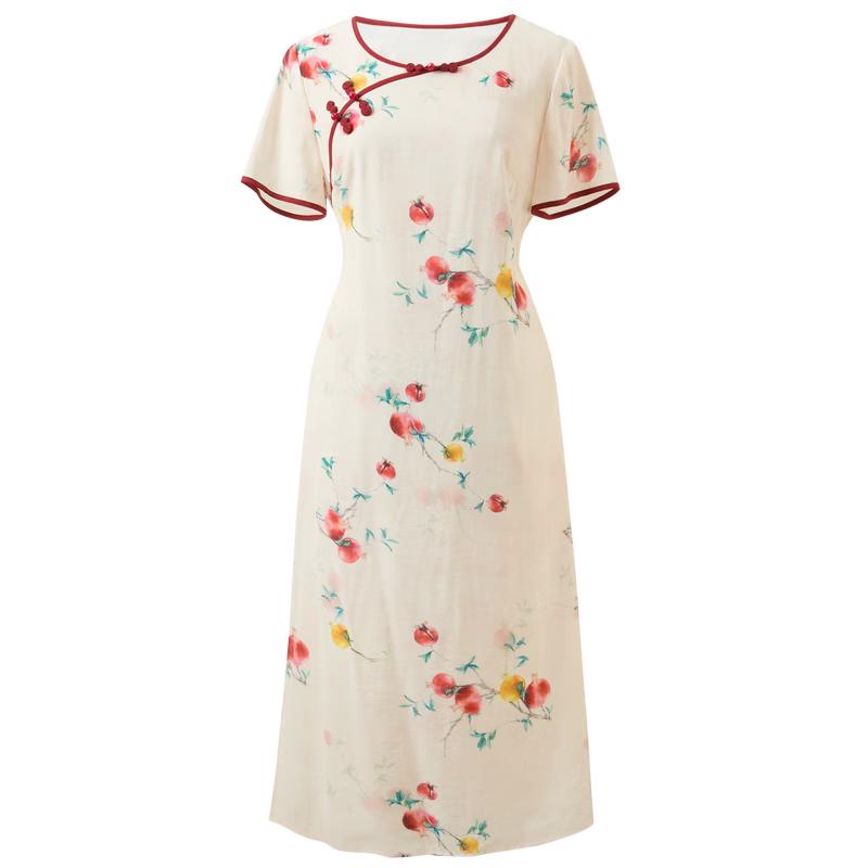 Sancai 2026 Summer Plus Size Chinese Style Floral Print Dress