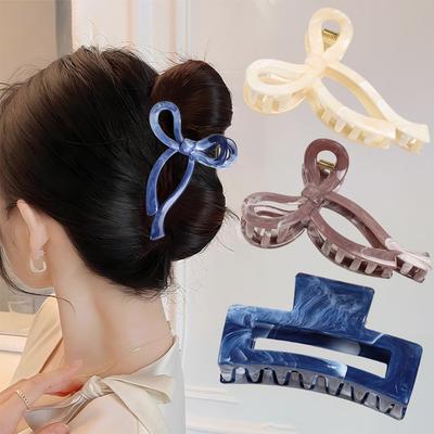Pferdeschwanz Acryl Haarklammer Greifer Schleife Große Haarspange Geometrisch Hohl Quadratisch Haarnadeln Spangen für Damen Mädchen Haarschmuck