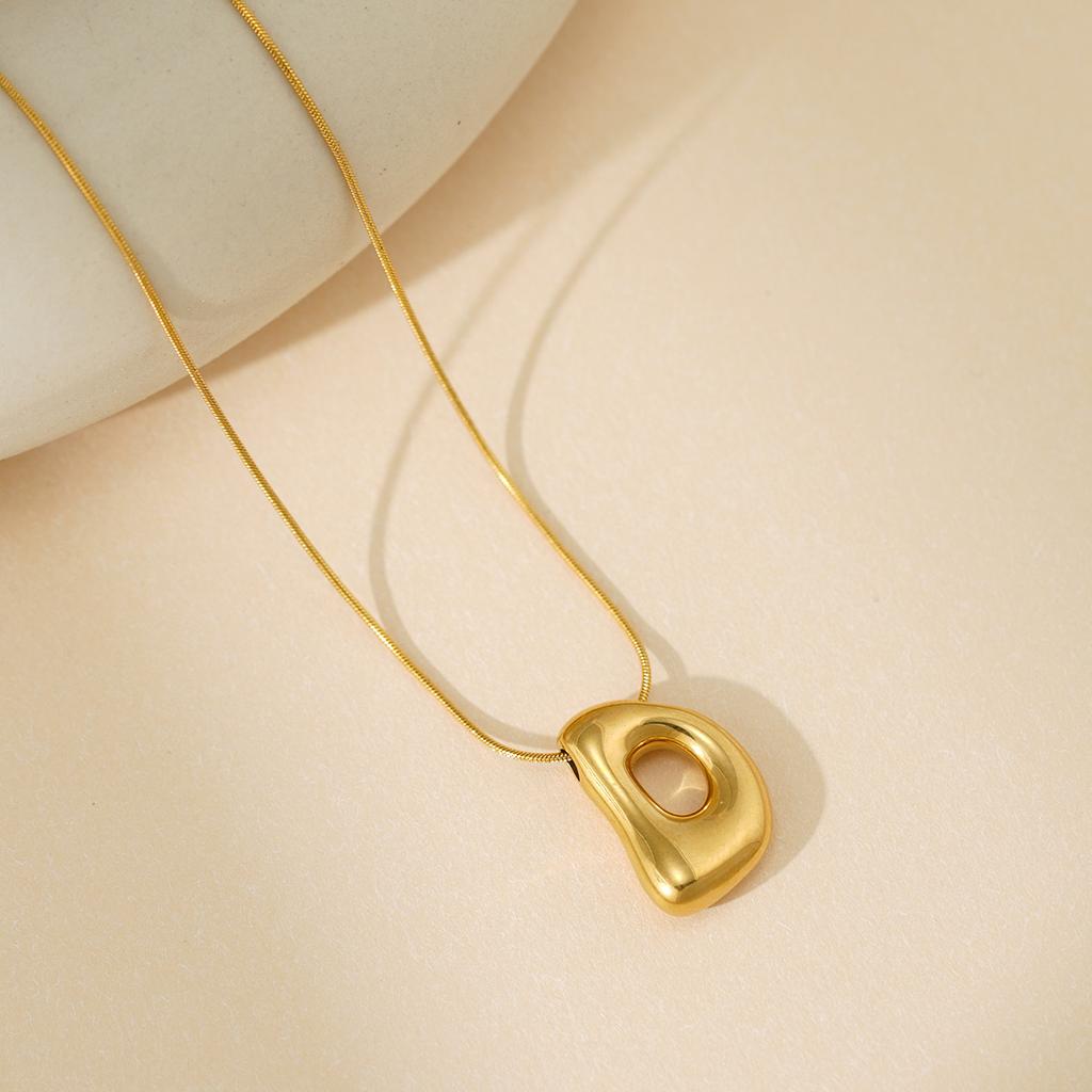 CARLIDANA Initial Stainless Steel Women Gold Plated Bubble Balloon Letter Personalized Round Snake Chain Chunky Necklace