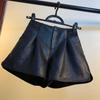 2025 Women's High Waist Leather Shorts: Korean Style Wide-Leg, Bootcut, Versatile for Autumn/Winter