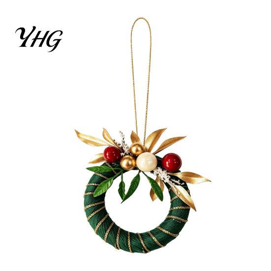 Artificial Wreath with Bow Mini Christmas Ornament, Miniature Bow, Handmade Ornaments Pinecone, Xmas Tree Hanging for Holiday Party Decor