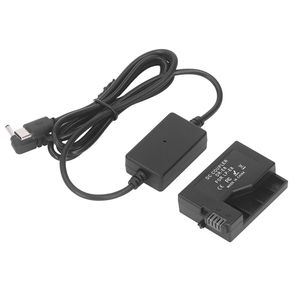 DR E8 DC Coupler LP E8 Dummy Battery Type C Power Adapter Kit for T2i T3i T4i T5i 700D 650D 600D