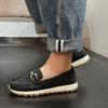 Spring New Fashion Round Head Foot Thick Sole Fashion Large Size Women's Shallow Mouth Metal Chain Women's Single Shoes