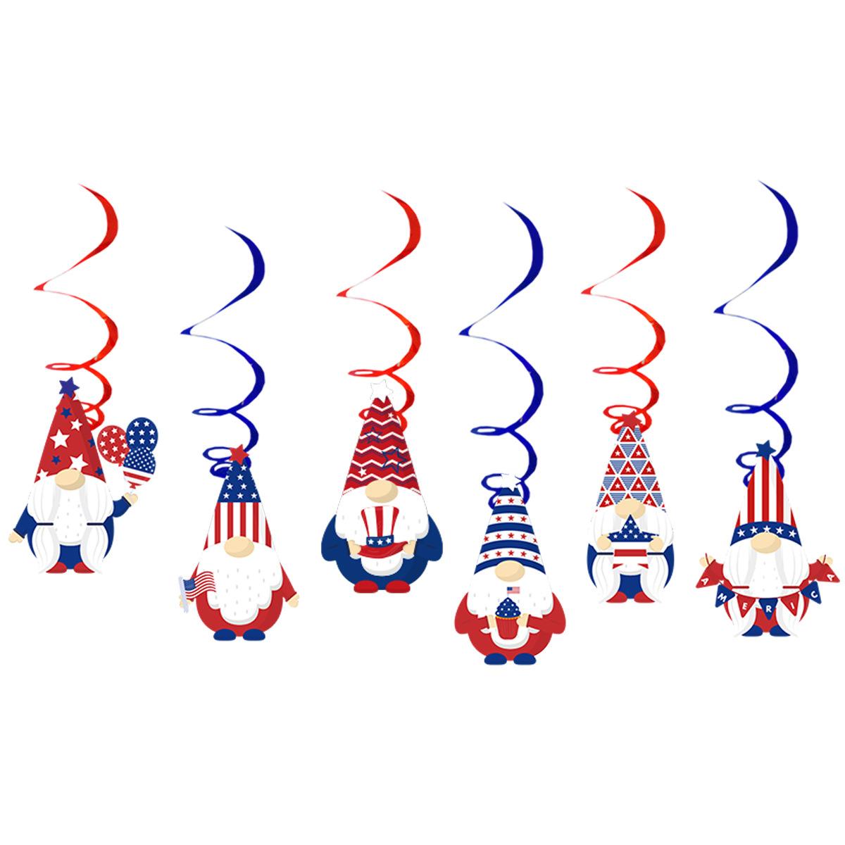 

American National Day Holiday Celebration Decorative Paper Flag Spiral Pendant 4Th July Ferrdom Flag Independence Day 6 Pack Spiral