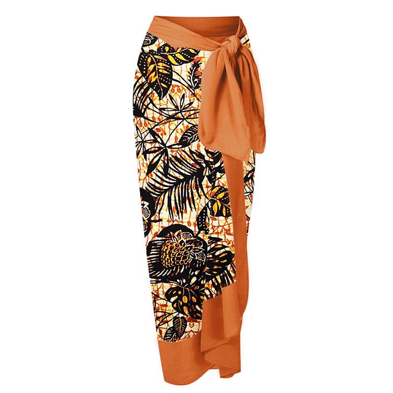 

Миди-юбка с принтом в стиле отпуска за границей и завязками One Size кофейный