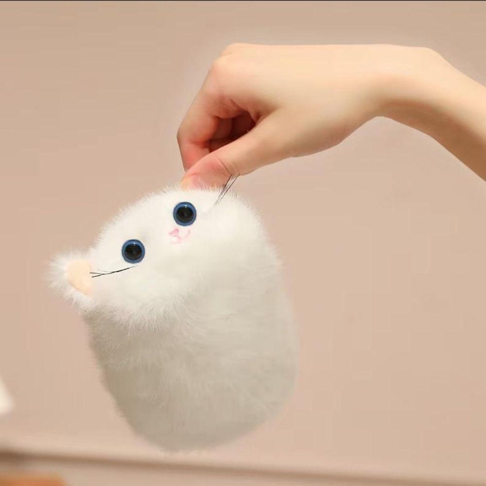 Stuffed Animals Black Cat Plush Keychain Cartoon Grey Cat Plush Dolls Baby Gifts