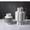 Black and White Striped Ceramic Vase Desktop Ornaments Flower Arrangement Living Room Aesthetic Decoration