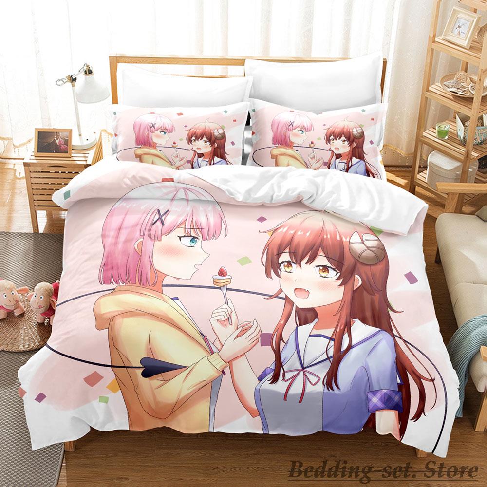 Kawaii The Demon Girl Next Door Bedding Set Single Twin Full Queen King Size Bed Set Adult Kid Bedroom Duvetcover Sets Anime