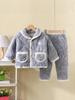 Girls' Winter Thick Quilted Pajama Set with Velvet Warmth